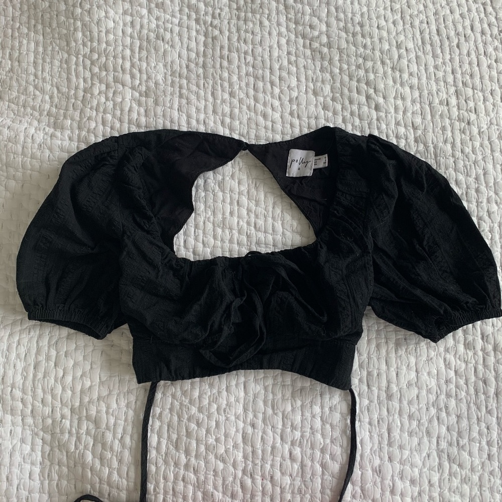 Princess Polly Black Cropped Blouse